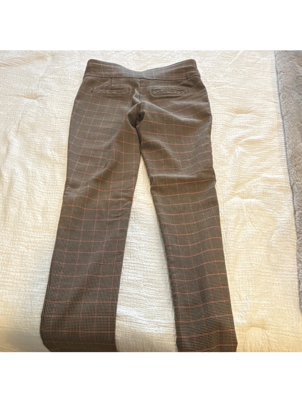 Anne Klein Brown Plaid Straight-Leg Ponte Pants